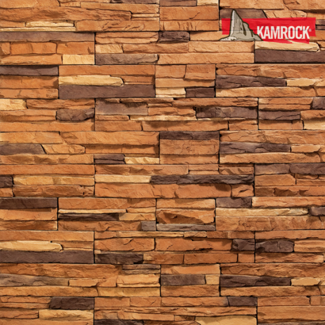 Искусственный камень плоский Kamrock Скалистая гора 52340 оранжевый рис 1