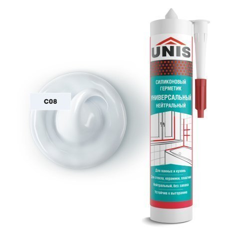 Герметик силиконовый нейтральный Unis UN-80 С08 Туман 300 мл рис 1