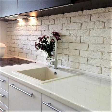 Искусственный камень плоский Eco Stone Квебек 00 белый рис 2