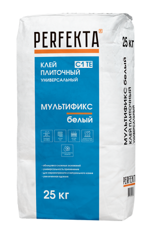 Клей плиточный универсальный Perfekta Мультификс белый C1 TE 25 кг 1050 рис 1