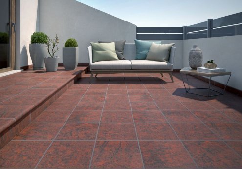 Клинкерная плитка Gres de Aragon Jasper цвет: Peldano 24-33 Rojo, поверхность: матовая размер: 330х330х18мм, ступень фронтальная 30152 рис 3