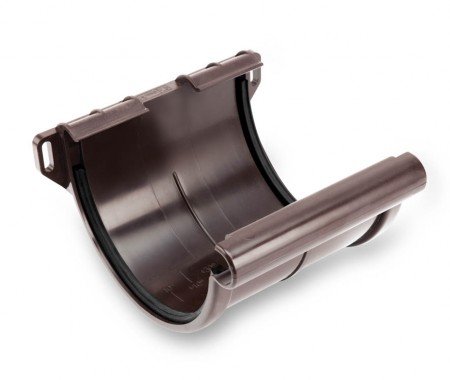 Водосточная система GLC PVC 152/100мм, соединитель желоба, ПВХ, цвет: RAL8019-темно-коричневый рис 1
