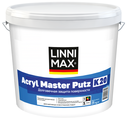 Штукатурка декоративная LINNIMAX Acryl Master Putz K15 Base1 белая 25 кг рис 1