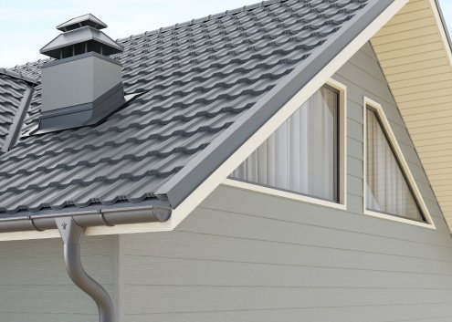Модульная металлочерепица гонт Aquasystem Гетеборг RR 23 маренго  rooftop glance 755х1205 мм рис 2