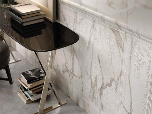 Керамическая плитка Italon Charme Evo Wall Project Calacatta lucido (глянцевая) 750х250х8,5мм вставка Бьюти 600080000269 рис 2
