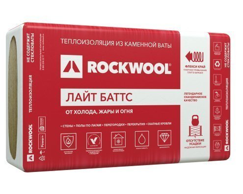 Теплоизоляция Rockwool Лайт Баттс 1000х600х50 рис 1